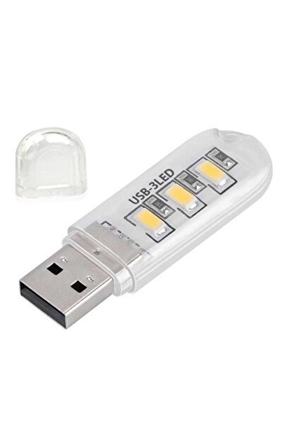 Powermaster Pm-34390 Portable 3 Led White Light USB Night Lamp with Flash Mem...
