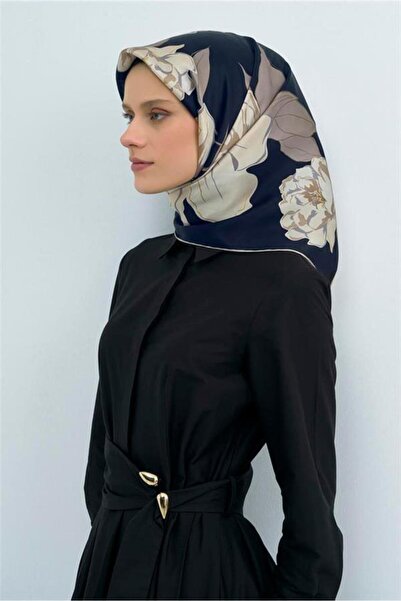 Armine Silk Scarf 2026 Summer - 9509-10 Navy Blue Twill