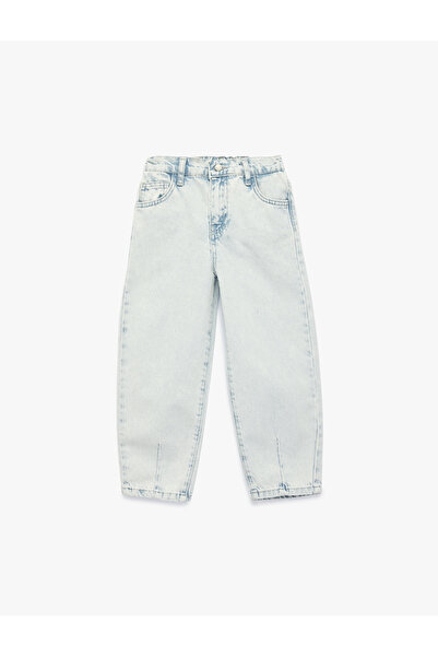 Koton Pantaloni din denim din bumbac, croială balloon, cu buzunare