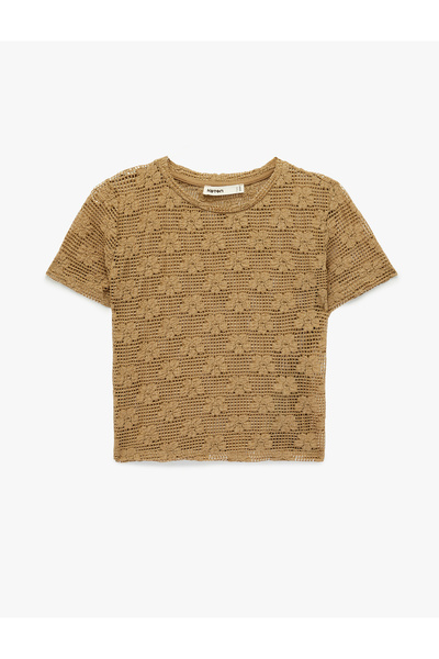 Koton Tricou crop cu mânecă scurtă, croială slim, cu decolteu tip crewneck și...