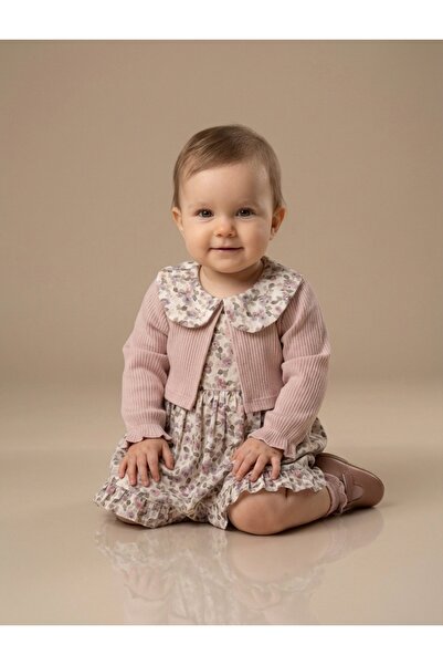 MOEBOON Baby Girl Rose Jacquard Linen Dress