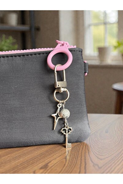 WhimsyWhite Guide and Balance - Keychain with Jasper Natural Stone and Star S...