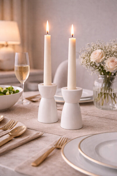 R ROZELLA Aura Dekoratif İkili Şamdan Mumluk (mumlar dahil değil)