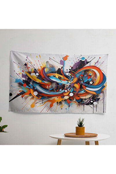 PaintedAnarchy Abstract Graffiti Wall Art Fabric Cover - Vibrant Colors, Subl...