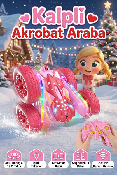 craftivio Uzaktan Kumandalı Işıklı Akrobat Araba 360 Derece Takla Atan Duman ...