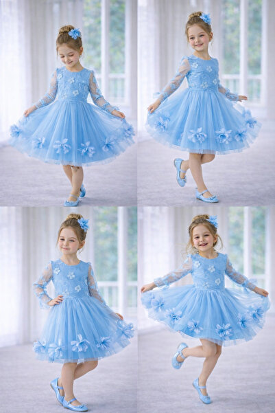 ENDESTORE Kız Çocuk 23 Nisan 29 Ekim 10Kasım abiye Gösteri Elbisesi