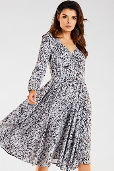 Awama Women's dress, Awama, Polyester, Black/White, XL