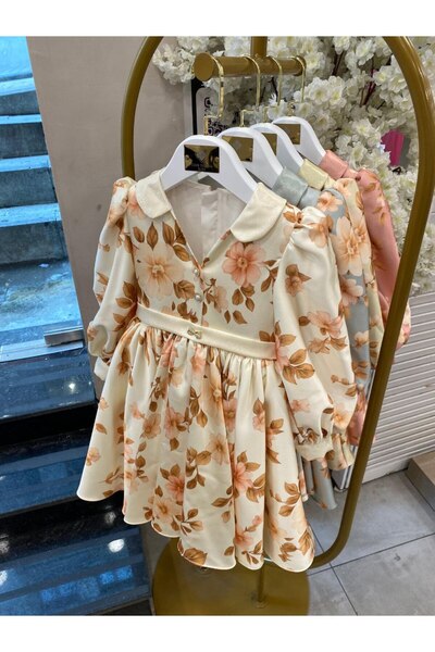 Miss Lorin Kids Flower-Patterned Satin Children's Dress