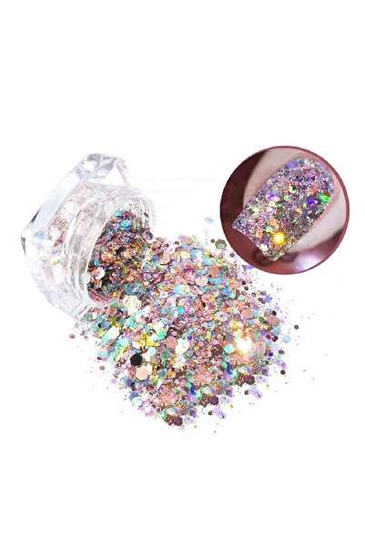 Capital 100ml Epoksi Chunky Gümüş Holografik Slime Reçine Nailart Tırnak Yüz ...