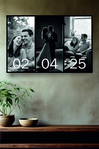 Teknograf Kişiye Özel Tarihli 3 Parçalı MDF Anı Tablosu – En Özel Anlarınızı ...