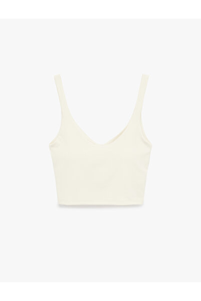 Koton Αθλητικό σουτιέν χωρίς μανίκια με λαιμόκοψη V και διχτυωτό σχέδιο