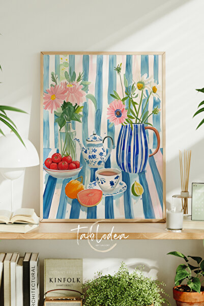 tablodea Poster înrămat cu model cafea și fructe pentru decorarea bucătăriei ...