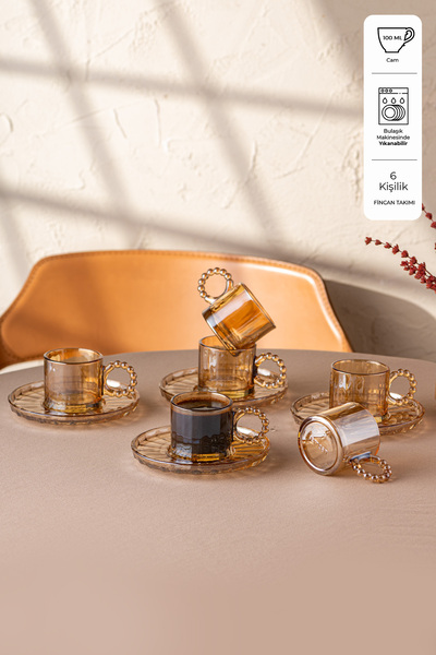 Emsan Muhabbet Amber 6'lı Cam Kahve Fincanı 100 ml