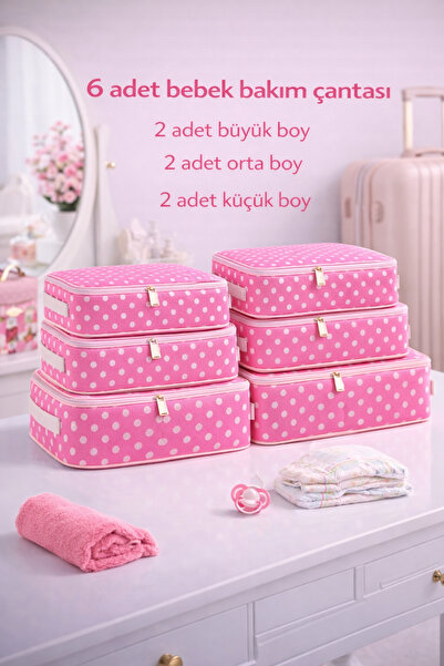 Lumtex Home Textile 6 Parça PEMBE desenli - Doğum/Hastane Çıkış Çantası - pua...