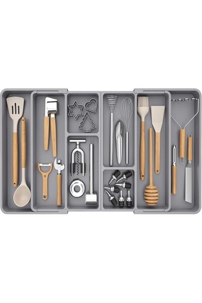 Dotail Lifewit extendable cutlery organizer, compartmentalized, gray, 54-91.5...