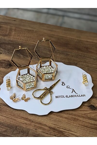 Denseden Tavă de promisiune din plexiglas cu decorațiune fluture și suport pe...