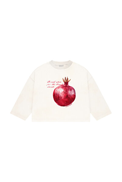 lethestudios Pomegranate Printed Long Sleeve Basic T-Shirt
