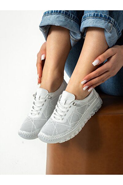 ALEMDAR AYAKKABI Elite White Genuine Leather Women's Shoes