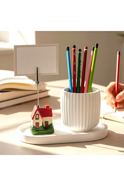 Mira Tasarım Ev Notluk ve Kalemlik Seti - Masaüstü Düzenleyici Hediye Ofis Or...