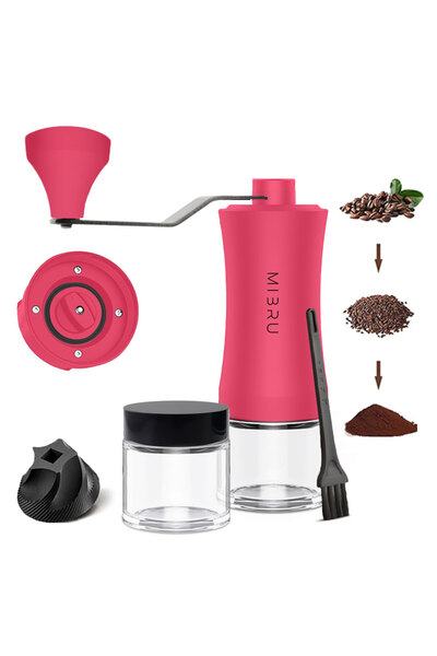 MIBRU Manual coffee grinder with a glass container for storing coffee beans,c...