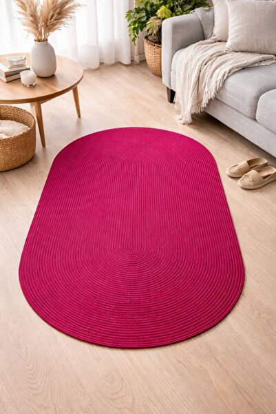 MaVaux Galileo Oval Jüt Yuvarlak Hasır Görünümlü Klasik Halı Kilim