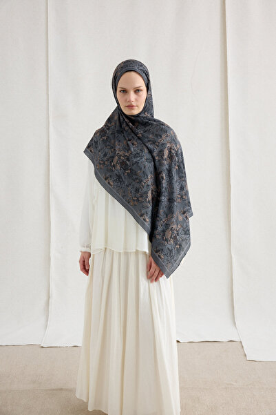 cs camellia scarf Amber Kraş Şal - Gri