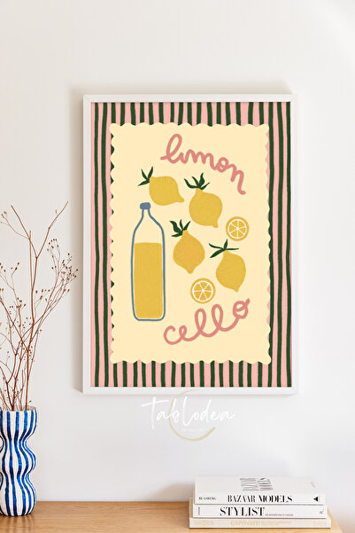 tablodea Poster înrămat cu decor de bucătărie cu limoncello scris TD Line Art...