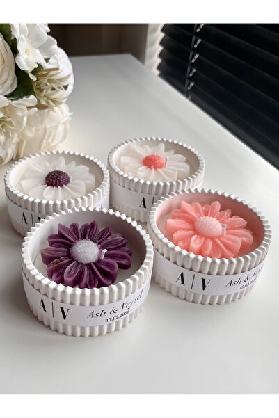 A V Concept 25’li Pinterest Çiçek Mum Hediyelik – İsim Tarihli Nişan Nikah Be...