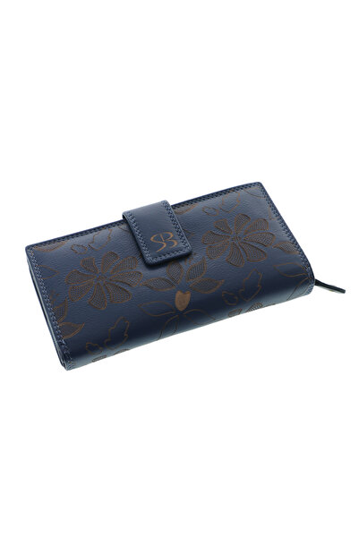 GiftExpress Belmonte Royal Blue Women's Wallet Dark Blue Made of Genuine Leather
