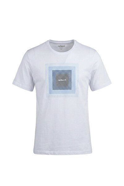Cacharel Erkek Slim Fit Geometrik Baskılı T-Shirt - Beyaz