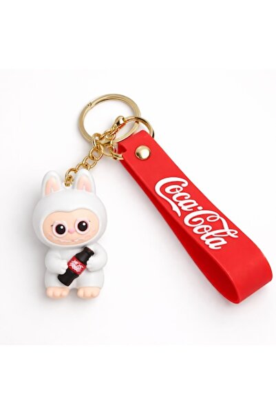 OEM Silicone Keychain with Bunny Figure and Red Strap