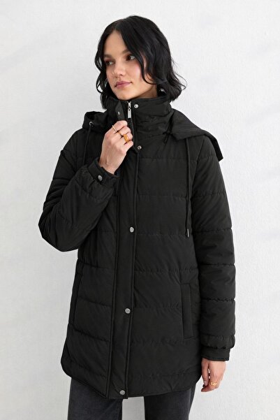 Doque 67041 ÖNDEN ÇIT ÇIT FERMUARLI KAPİŞONLU KISA ANAROK KABAN