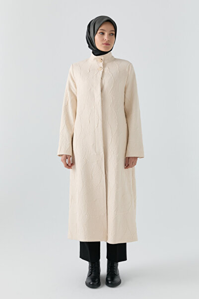 Tuğba Hakim Yaka Detaylı Kap - Ekru