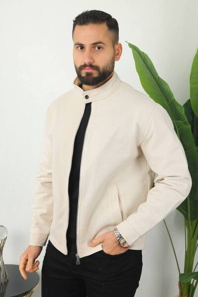 BASEL.CO Textured, Flexible, Comfortable Fabric Jacket with Snap Collar