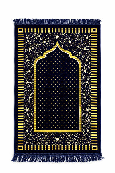 TRModam Velvet Prayer Rug 110X70 cm – Soft Textured, Dodya Yarn Embroidered