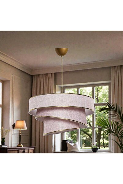 Elizim Home Lighting Pasta 3 Katlı Abajur Pudra Sarkıt Avize