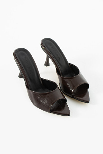 BirEylül Shoes Kadın Acı Kahve Sivri Burun Topuklu Ayakkabı