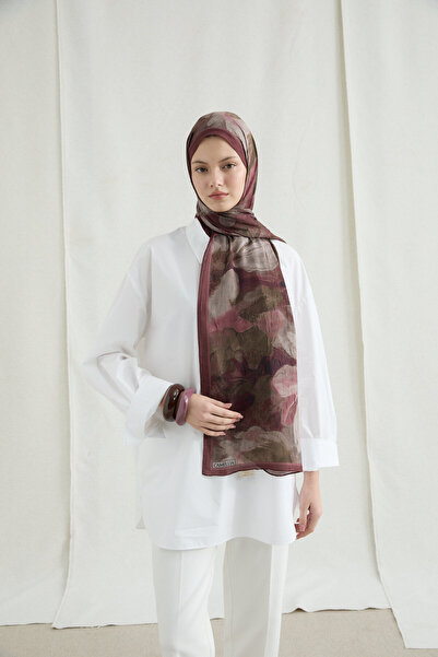 cs camellia scarf Nars Kraş Şal - Roșu Claret