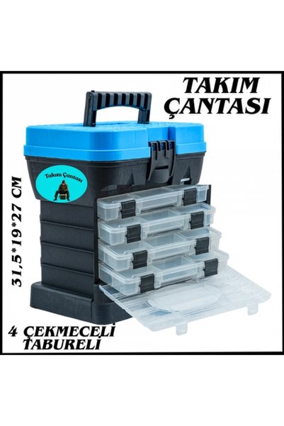 Uygunayakala Uyguna-Yakala 4 Çekmeceli Tabureli Balıkçı Mavi Takım Çantası -M...