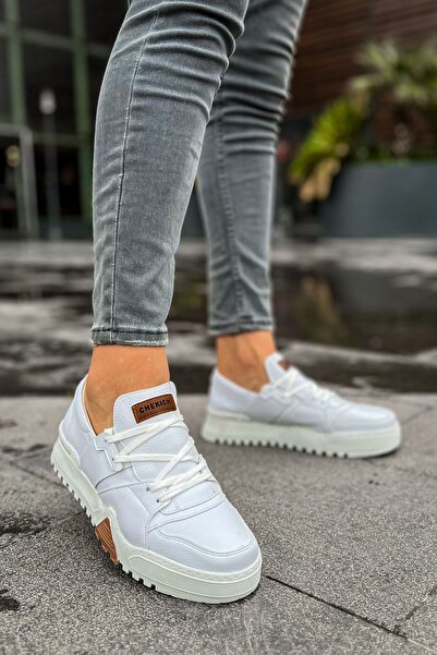 Mhoda Shoes حذاء رياضي رجالي من الجلد برباط يومي من RLX-067 Warrem CBT - أبيض