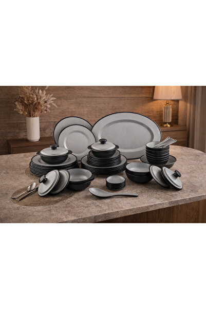 cc bin shihon 🖤🤍 Luxury 57-piece melamine dinner set | Serves 6 | Modern de...
