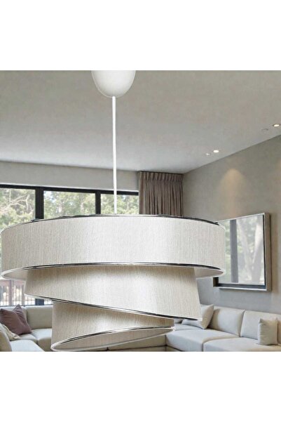 Elizim Home Lighting Pasta 3 katlı krem abajur sarkıt avize