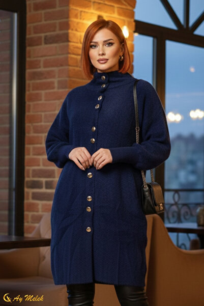 AYMELEK Women's Angora Sweater with Stand-Up Collar and Long Sleeves