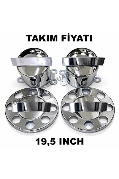 pozantiaksesuardunyasi Krom Jant Kapağı 19,5 İnch 2 Adet Aks Tası-2 Adet Çemb...