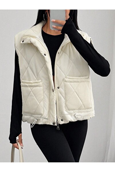 VEBRAWOUS Dik Yaka Kadın kapitone yelek