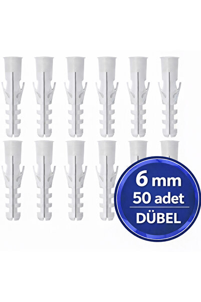 DESIPHON Plastik Dübel 6 mm Beyaz Duvar Dübeli Çok Amaçlı Vidalı Montaj İçin ...
