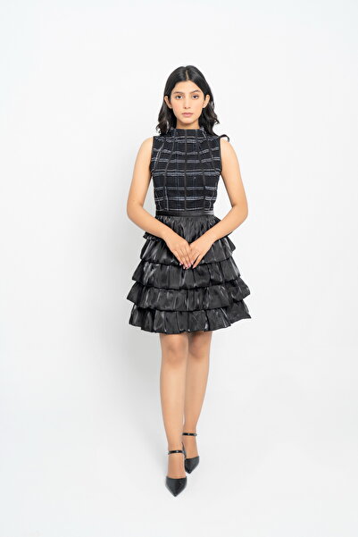 Obaha black layered dress