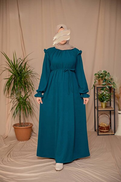 Nissra Ankanoor Ruffled Shoulder Gathered Collar Knitted Dress Anka255128