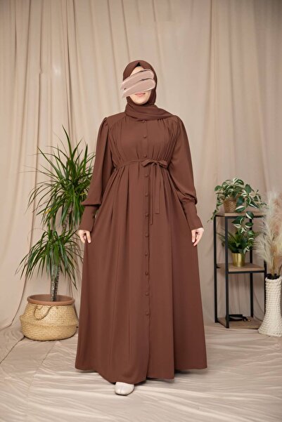 Nissra فستان أنكا نور بأزرار على الكتف وربطة عنق ANKA265130