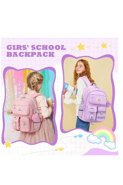 Generic Korean style multi-pocket school backpack for teenage girls, suitable...